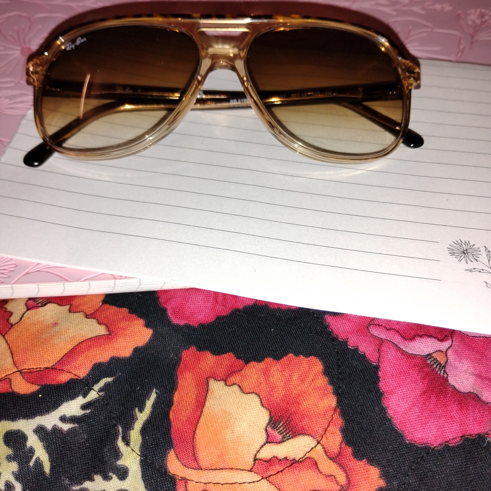 Ray-Ban Tan and Brown Aviator Sunglasses